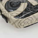 CHANEL Camelia Pouch PVC Black Silver CC Auth 159324V-10