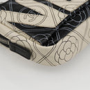 CHANEL Camelia Pouch PVC Black Silver CC Auth 159324V-12