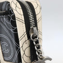 CHANEL Camelia Pouch PVC Black Silver CC Auth 159324V-13