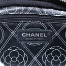 CHANEL Camelia Pouch PVC Black Silver CC Auth 159324V-14