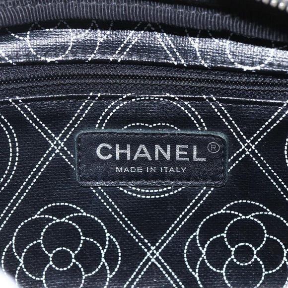 CHANEL Camelia Pouch PVC Black Silver CC Auth 159324V