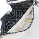 CHANEL Camelia Pouch PVC Black Silver CC Auth 159324V-21