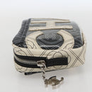 CHANEL Camelia Pouch PVC Black Silver CC Auth 159324V-4
