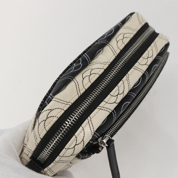 CHANEL Camelia Pouch PVC Black Silver CC Auth 159324V