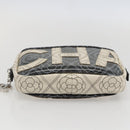 CHANEL Camelia Pouch PVC Black Silver CC Auth 159324V-8
