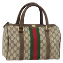 GUCCI GG Supreme Web Sherry Line Boston Bag PVC Beige Gold 010 378 Auth 159328-1