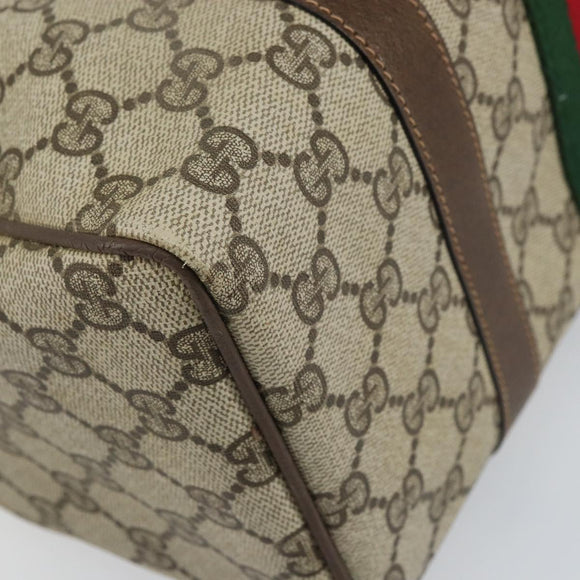 GUCCI GG Supreme Web Sherry Line Boston Bag PVC Beige Gold 010 378 Auth 159328