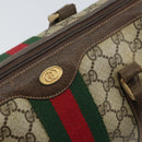 GUCCI GG Supreme Web Sherry Line Boston Bag PVC Beige Gold 010 378 Auth 159328-14
