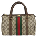 GUCCI GG Supreme Web Sherry Line Boston Bag PVC Beige Gold 010 378 Auth 159328-2
