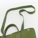 HERMES Garden File Hand Bag Canvas 2way Green Silver Auth 159329SAM-10