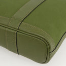 HERMES Garden File Hand Bag Canvas 2way Green Silver Auth 159329SAM-14