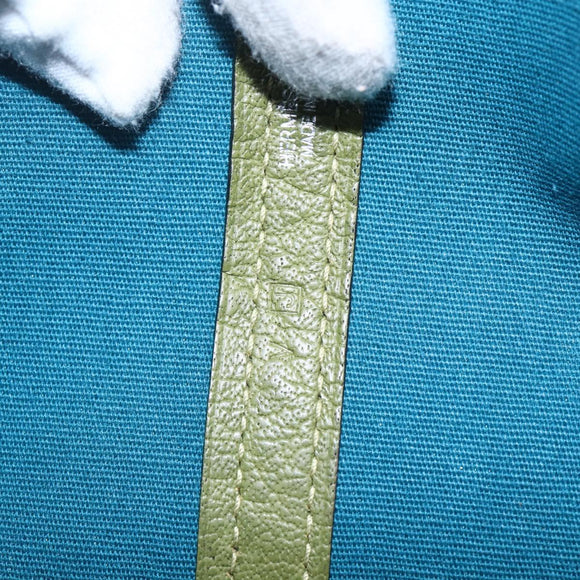 HERMES Garden File Hand Bag Canvas 2way Green Silver Auth 159329SAM