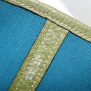 HERMES Garden File Hand Bag Canvas 2way Green Silver Auth 159329SAM-21