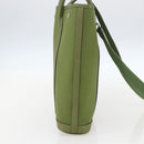 HERMES Garden File Hand Bag Canvas 2way Green Silver Auth 159329SAM-4