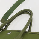 HERMES Garden File Hand Bag Canvas 2way Green Silver Auth 159329SAM-8