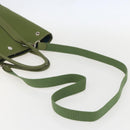 HERMES Garden File Hand Bag Canvas 2way Green Silver Auth 159329SAM-9