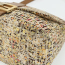 FENDI Zucchino Canvas Mamma Baguette Shoulder Bag Beige Gold Auth 159330SAV-9