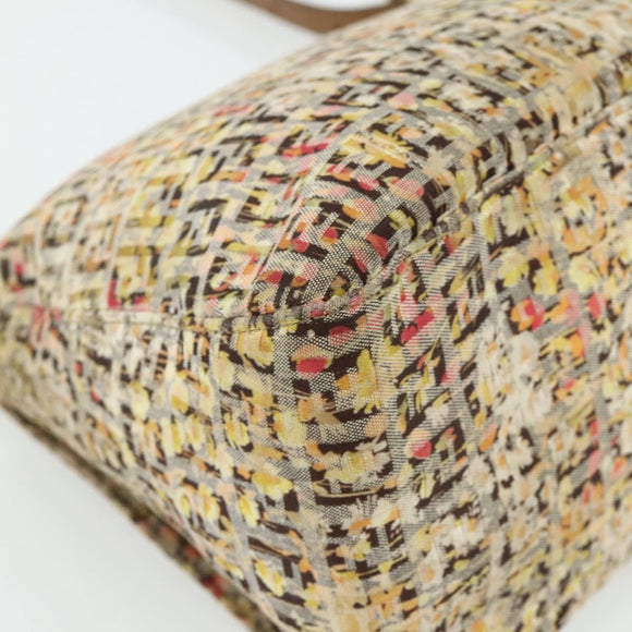 FENDI Zucchino Canvas Mamma Baguette Shoulder Bag Beige Gold Auth 159330SAV