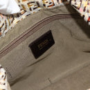FENDI Zucchino Canvas Mamma Baguette Shoulder Bag Beige Gold Auth 159330SAV-17