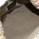 FENDI Zucchino Canvas Mamma Baguette Shoulder Bag Beige Gold Auth 159330SAV-11