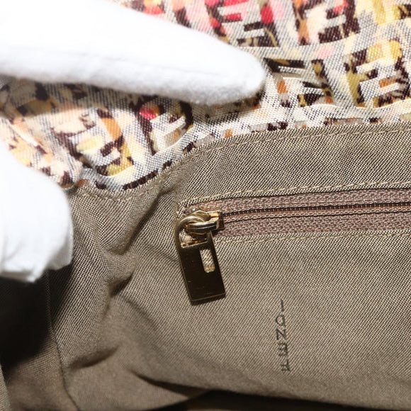 FENDI Zucchino Canvas Mamma Baguette Shoulder Bag Beige Gold Auth 159330SAV