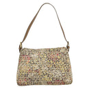 FENDI Zucchino Canvas Mamma Baguette Shoulder Bag Beige Gold Auth 159330SAV-2