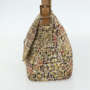 FENDI Zucchino Canvas Mamma Baguette Shoulder Bag Beige Gold Auth 159330SAV-4