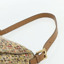 FENDI Zucchino Canvas Mamma Baguette Shoulder Bag Beige Gold Auth 159330SAV-8