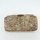 FENDI Zucchino Canvas Mamma Baguette Shoulder Bag Beige Gold Auth 159330SAV-5