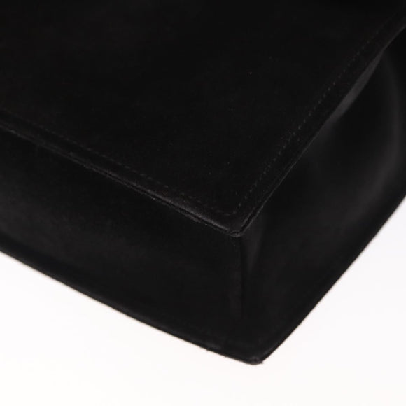 CELINE Hand Bag Suede 2way Black Gold Auth 159334
