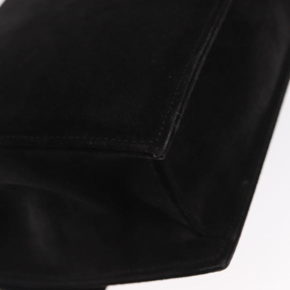 CELINE Hand Bag Suede 2way Black Gold Auth 159334