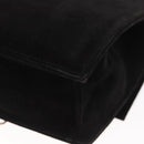 CELINE Hand Bag Suede 2way Black Gold Auth 159334-18