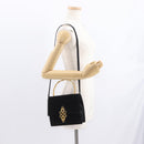 CELINE Hand Bag Suede 2way Black Gold Auth 159334-25