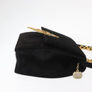 CELINE Hand Bag Suede 2way Black Gold Auth 159334-3