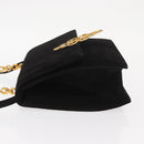 CELINE Hand Bag Suede 2way Black Gold Auth 159334-4