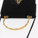 CELINE Hand Bag Suede 2way Black Gold Auth 159334-6