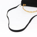 CELINE Hand Bag Suede 2way Black Gold Auth 159334-8