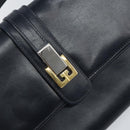 GUCCI Shoulder Bag Leather Navy Gold Auth 159335-17