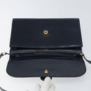 GUCCI Shoulder Bag Leather Navy Gold Auth 159335-10