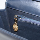 GUCCI Shoulder Bag Leather Navy Gold Auth 159335-21