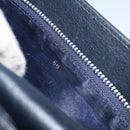 GUCCI Shoulder Bag Leather Navy Gold Auth 159335-12