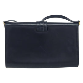 GUCCI Shoulder Bag Leather Navy Gold Auth 159335 - 0