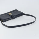 GUCCI Shoulder Bag Leather Navy Gold Auth 159335-7