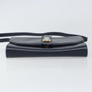 GUCCI Shoulder Bag Leather Navy Gold Auth 159335-5