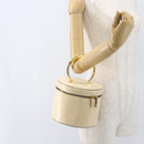 CELINE Vanity Hand Bag Leather Ivory Gold Auth 159336V-25