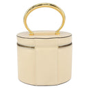 CELINE Vanity Hand Bag Leather Ivory Gold Auth 159336V-2