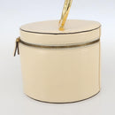 CELINE Vanity Hand Bag Leather Ivory Gold Auth 159336V-4