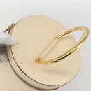 CELINE Vanity Hand Bag Leather Ivory Gold Auth 159336V-6