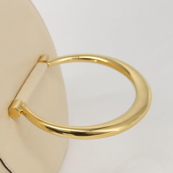 CELINE Vanity Hand Bag Leather Ivory Gold Auth 159336V