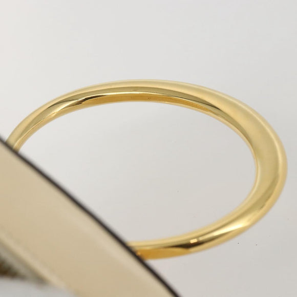 CELINE Vanity Hand Bag Leather Ivory Gold Auth 159336V